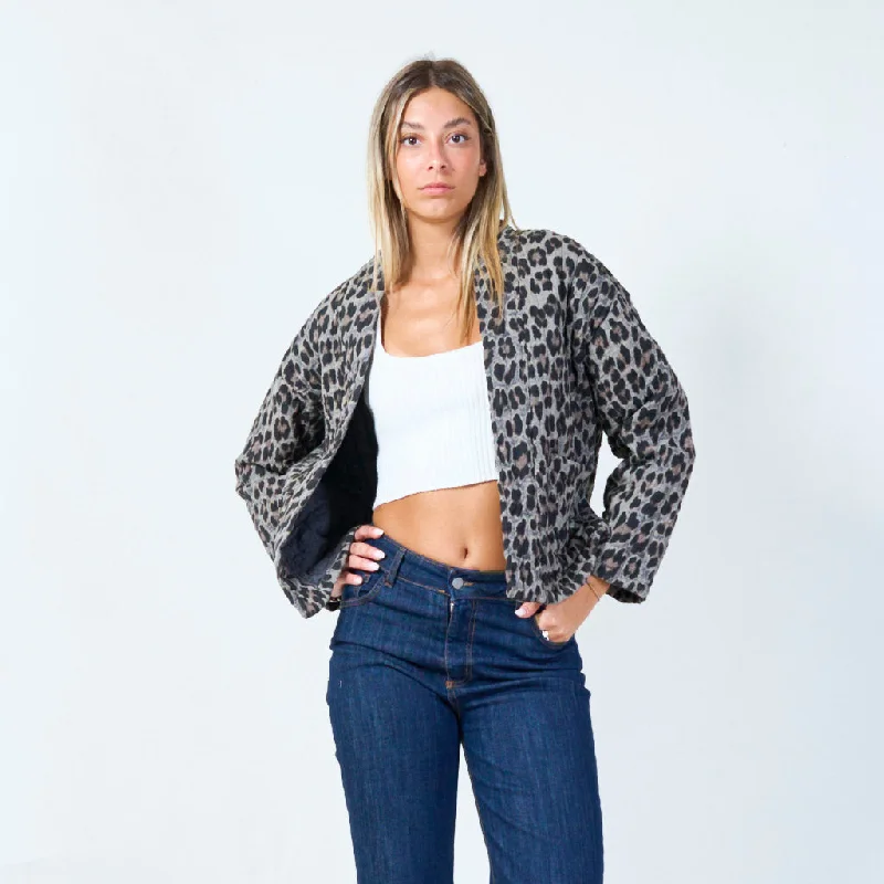 Leopard print quilted jacket wholesale