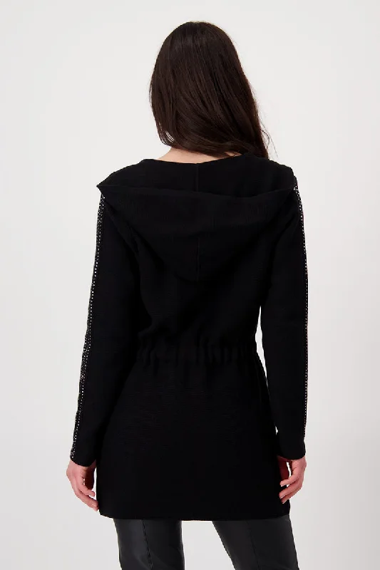 Longline Cardigan with Rhinestones 807269MNR in Black by Monari