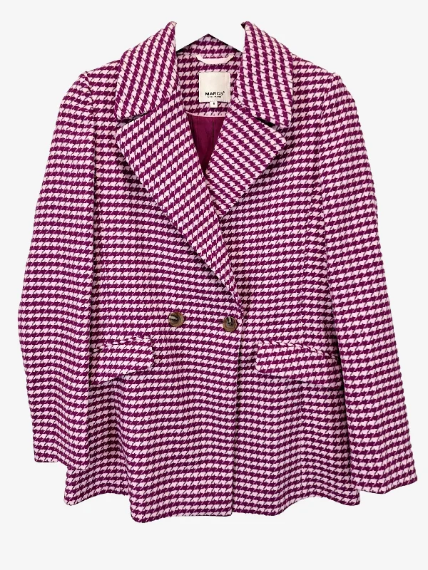 Marcs Structured Houndstooth Longline Coat Size 8