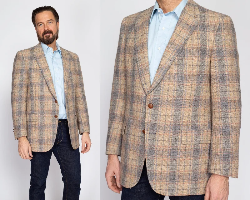 Medium 70s 80s Austin Reed Plaid Wool Sport Coat