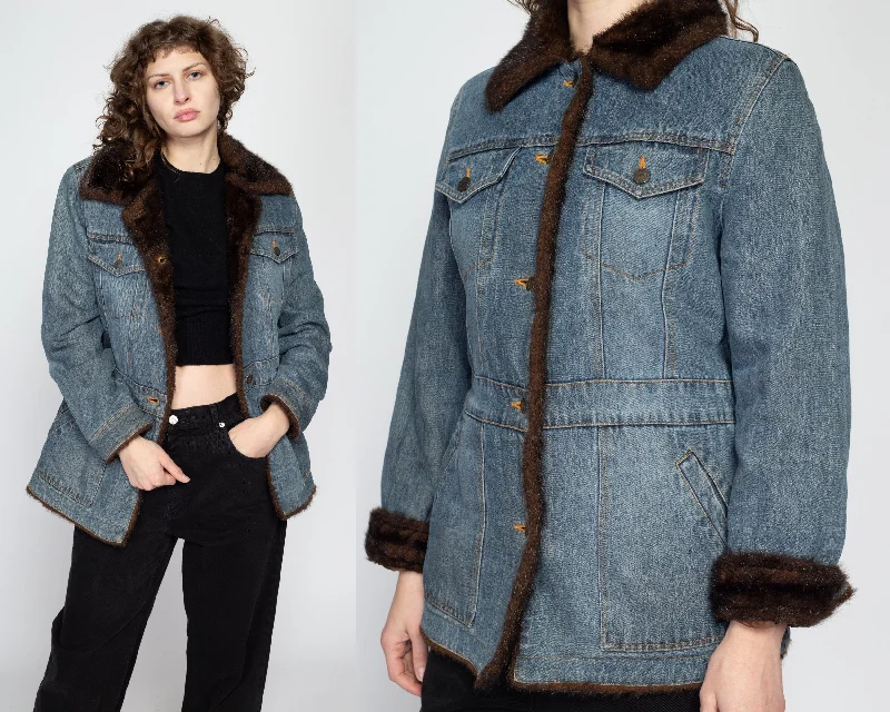 Medium 90s Denim Faux Fur Lined Jacket