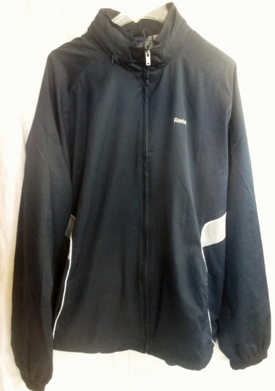 MENS REEBOK Fitness Running Mesh Windbreaker Jacket Coat Parka BLUE XL Hood