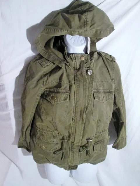 NEW NWT Womens FOREVER 21 Cargo Jacket Coat Hipster S OLIVE GREEN Hood Vegan