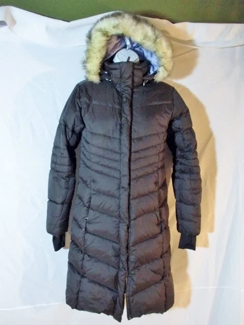 LOLE LONG DOWN PUFFER JACKET Coat Parka BROWN 2 Hood Womens