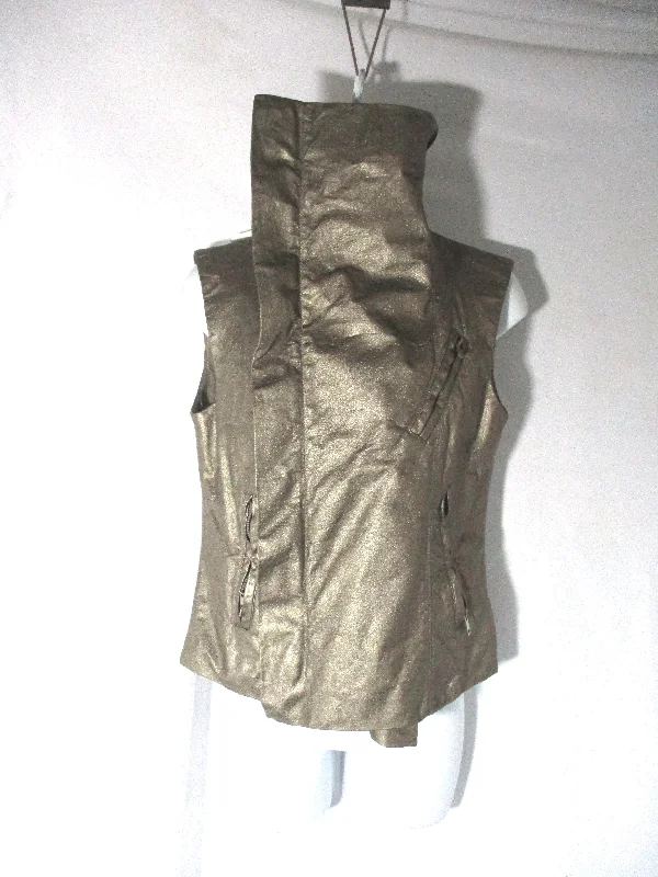 NWT NEW RICK OWENS DRKSHDW Leather BIKER VEST Waistcoat 42 GOLD