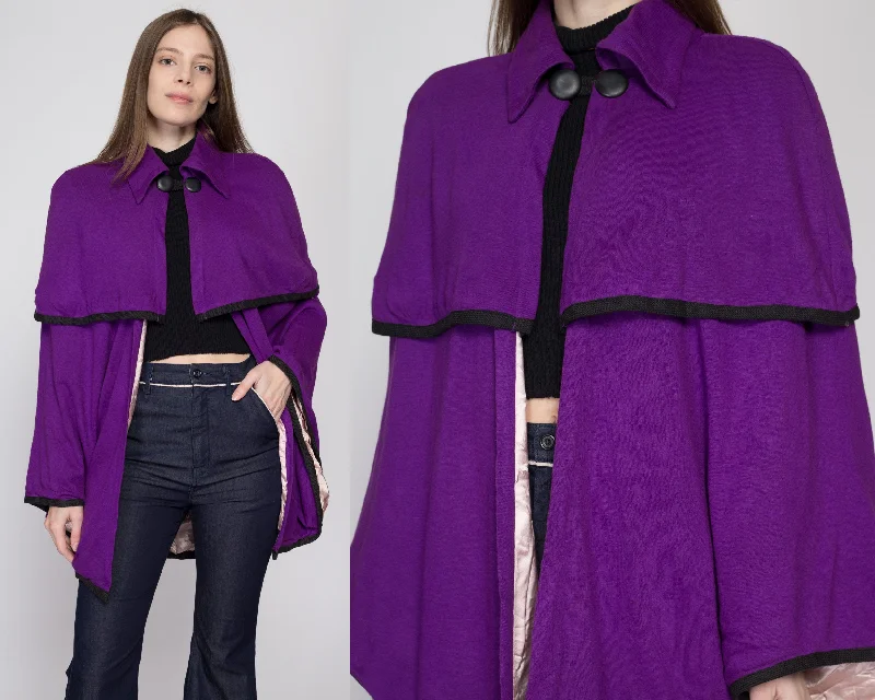 One Size 70s Boho Purple Wool Cape