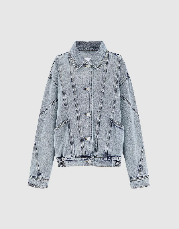 Oversized Stitch Detail Denim Jacket