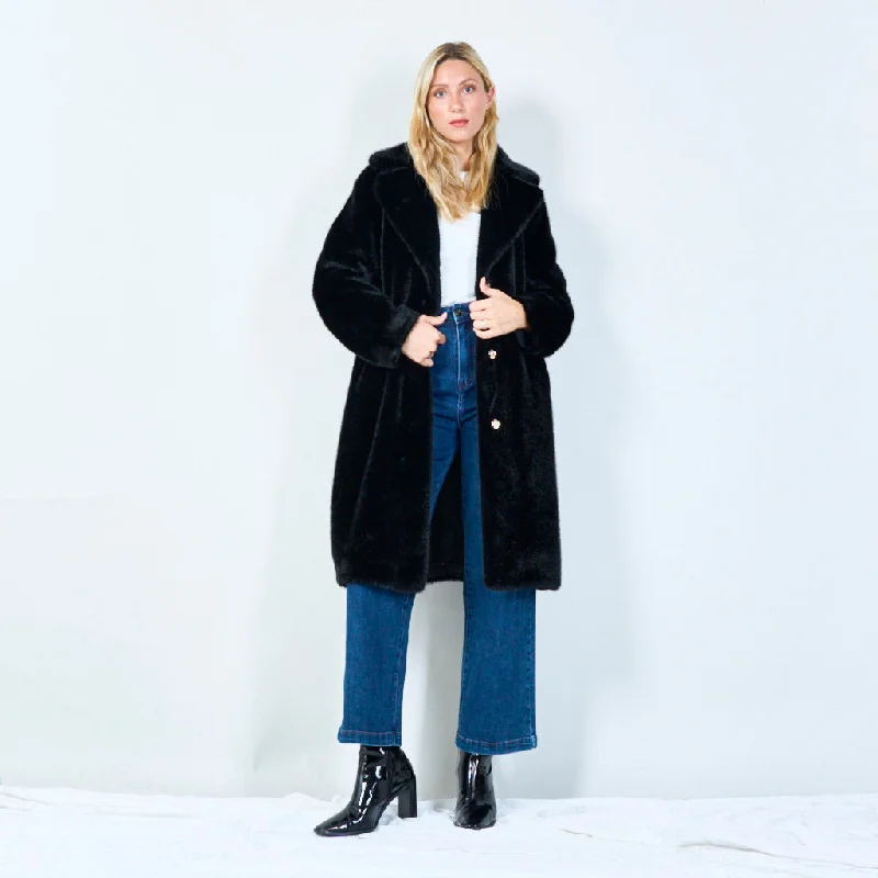 Plush faux fur long coat wholesale