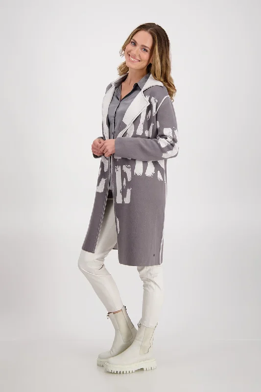 Reversible Jacquard Coat 807100MNR in Thunder by Monari