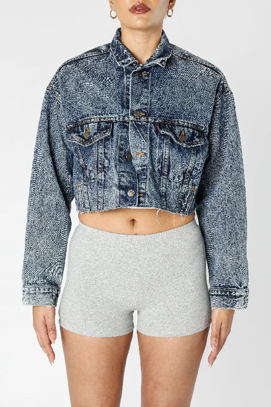 Rework Vintage Levi's USA Crop Denim Jacket - M