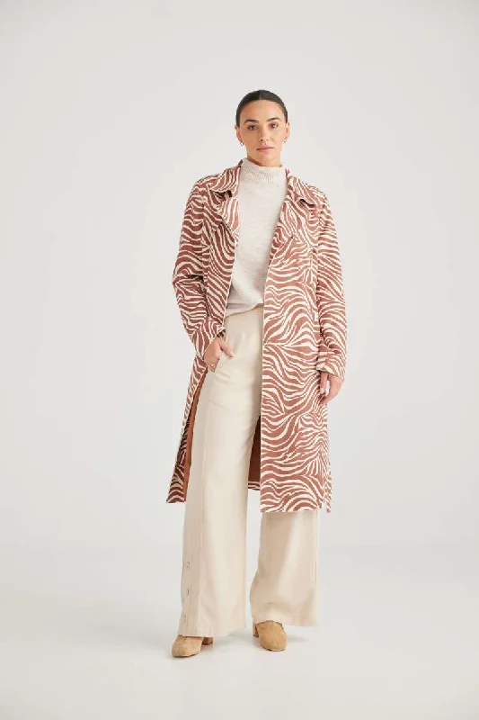 Safari Trench in Tan Zebra BT6951-3 by Brave + True