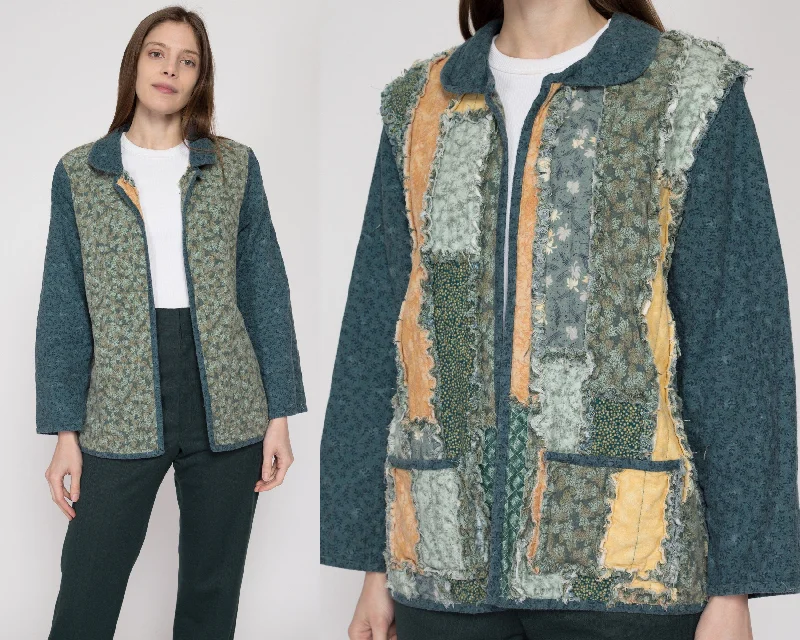 Sm-Med 70s Boho Reversible Rag Quilt Patchwork Jacket