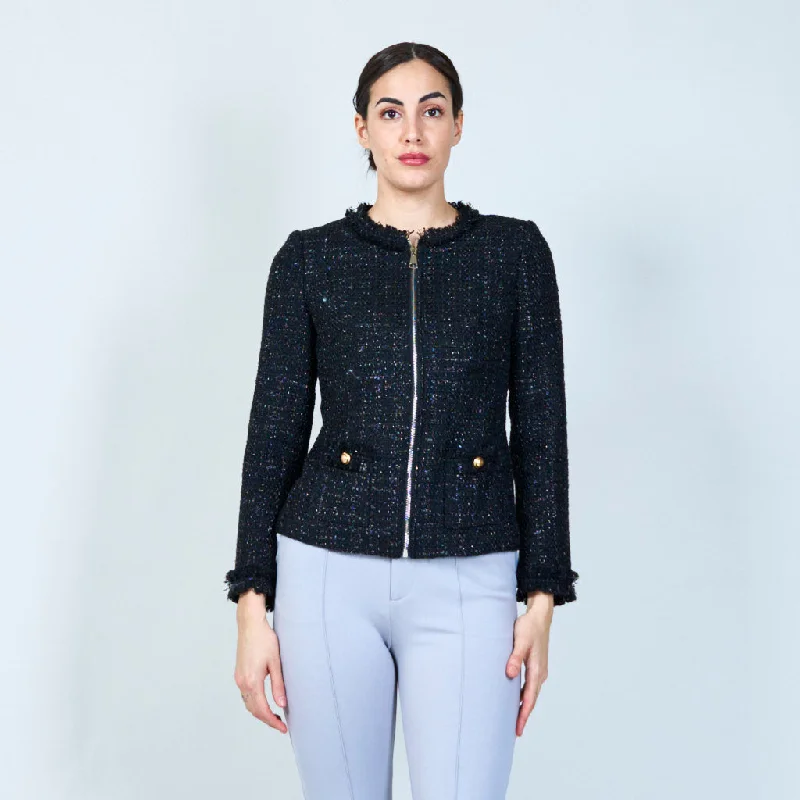 Sophisticated tweed jacket with metallic accents wholesale