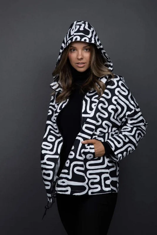 Splish Splash Raincoat in Black + White Maze RC004 by Holiday