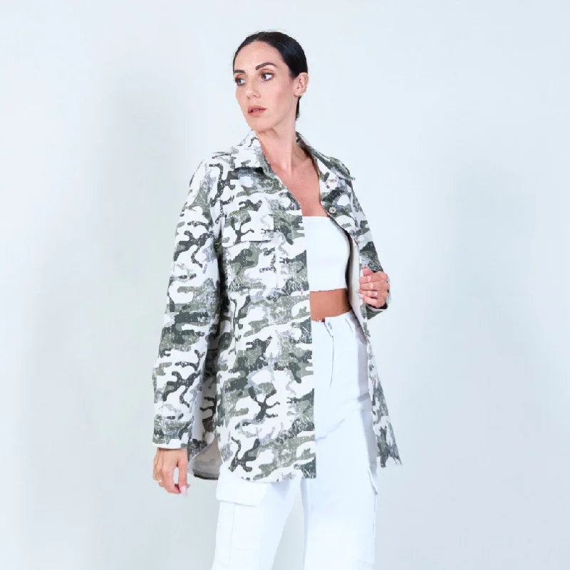 Stylish camouflage print long sleeve shirt wholesale