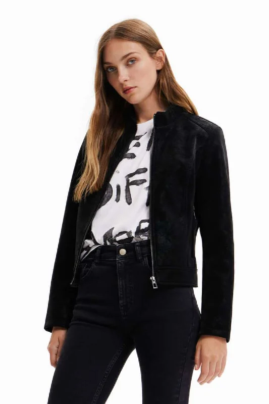 Suede-effect jacket in Black 22WWEW62 by Desigual