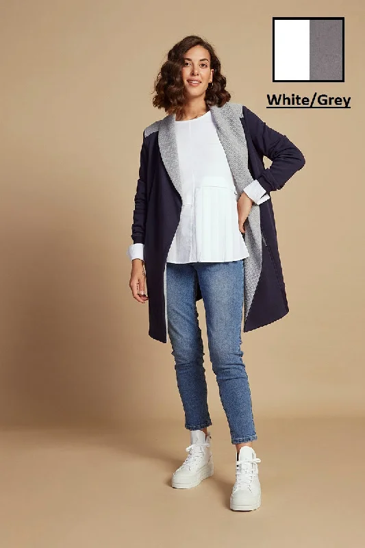 Sweater Half Duster in White/Grey Marl MS796 by Madly Sweetly