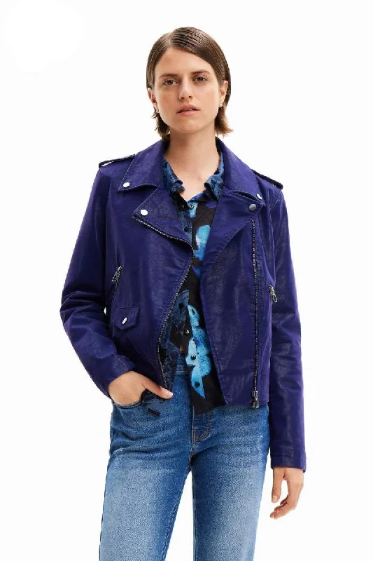 Textured Biker Jacket in Spectrum Blue 24SWEW055202 by Desigual