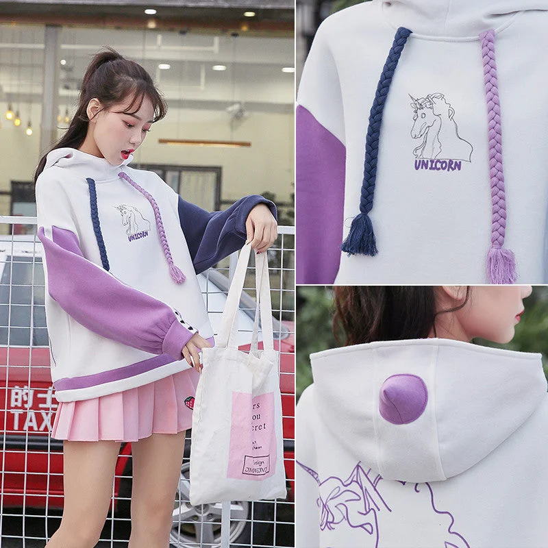 Unicorn plus velvet hoodie YV40964