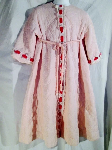 Vintage Girls PETTI-ROBE BY LOUNGERS Bathrobe Coverup Lace Ribbon Princess PINK S