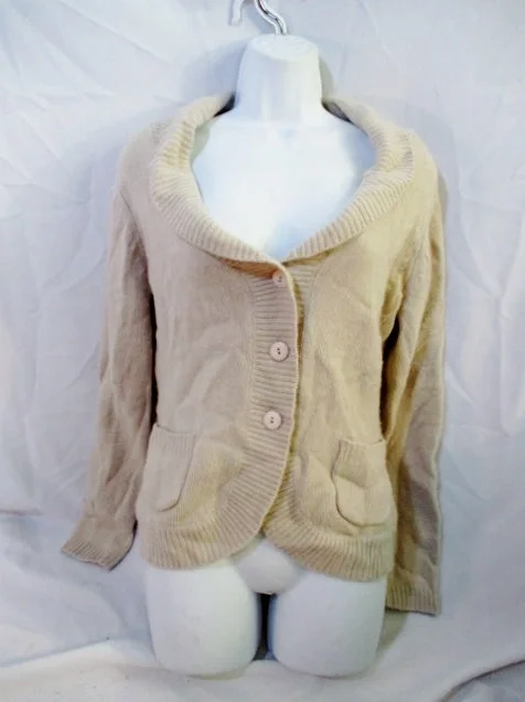 Womens BELINDA ROBERTSON 100% CASHMERE Cardigan Sweater M Jacket