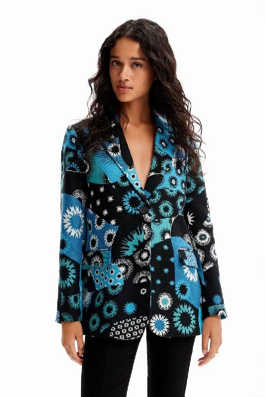 Women's Patchwork jacquard blazer in Marino 23WWEWB8 by Desigual