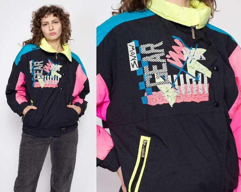 XL 80s Neon Color Block Ski Jacket