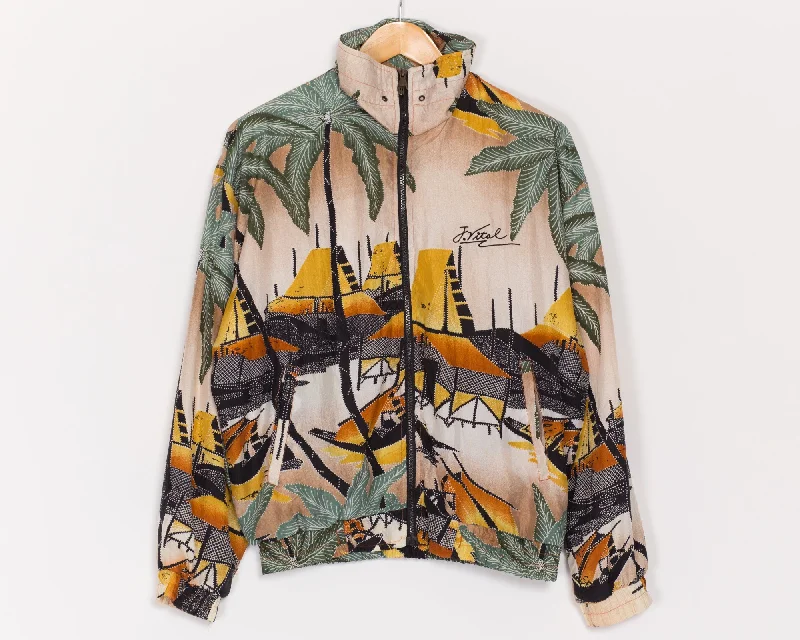 XL 80s Tropical Island Print Windbreaker